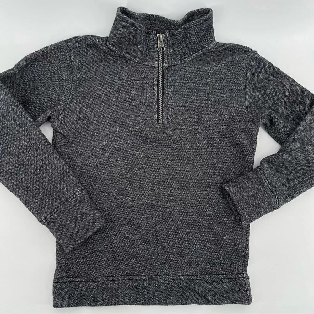 The Children’s Place Boys Black Quarter Zip French Terry Pullover Sweater Size 4